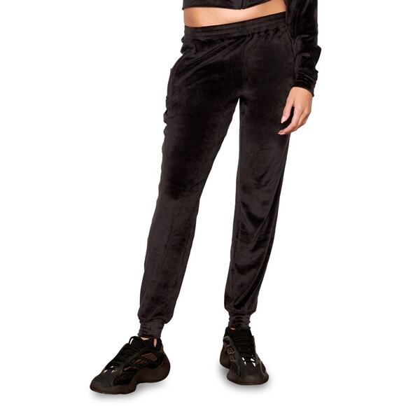 Skims Velour Jogger Sweatpants in Black High Waisted